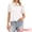 White, variant on DARING DIVA Women's Eyelet Tops Puff Sleeve Embroidered Top Mock Neck Shirts XS White