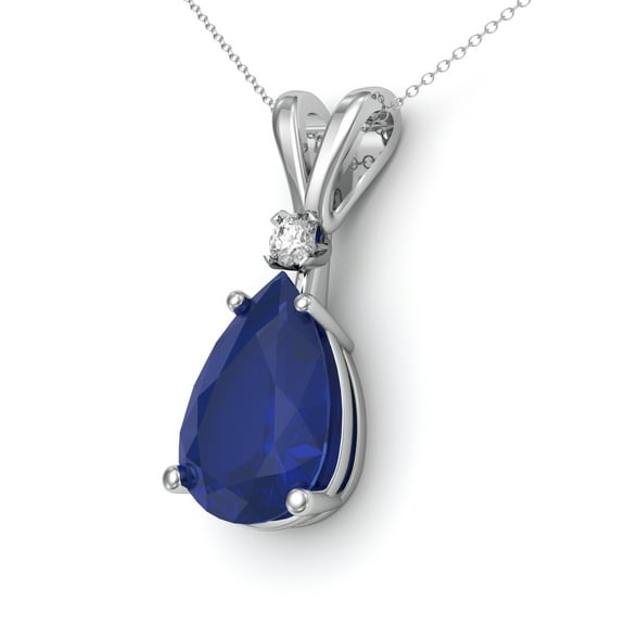 Created Blue Sapphire 925 Sterling Silver Gemstone Necklace for Women
