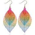 thumbnail image 1 of Boucles d'Oreilles à Pampilles Feuille à Double Couche Simples Rétro en Filigrane Métallique Boucles d'Oreilles Feuille Statement Bijoux, 1 of 1