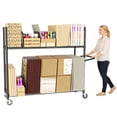 thumbnail image 2 of HOHYN 2-Tier Wire Carton Cart, 60" x 18" x 69" Portable Metal Storage Rack, 1200 lb Capacity Cardboard Recycling Organizer with Wheels & Adjustable Dividers for Warehouse, Studio, Home, 2 of 10