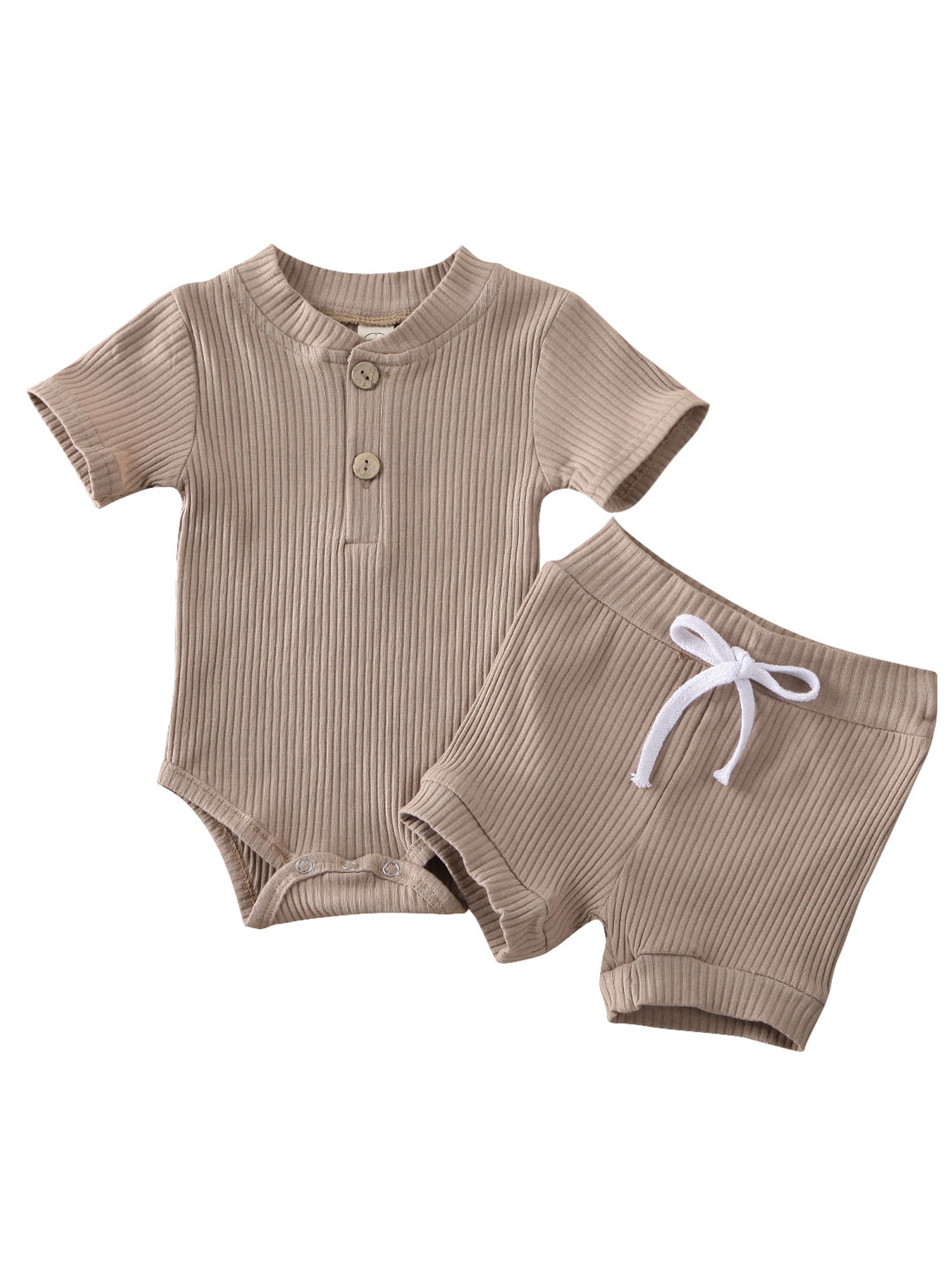 2Pcs Newborn Baby Girls Clothes Long Sleeves Romper Words Top Bodysuit Striped Pleated Pants Outfits Clothings