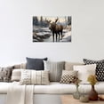 thumbnail image 2 of ZHONGYUTONG Large Moose Wall Art Wildlife Canvas Pictures Rustic Forest Wilderness Animal Painting Elmer Moose Artwork for Home Cabin Wall Decor Frame (20.00" x 30.00"), 2 of 6