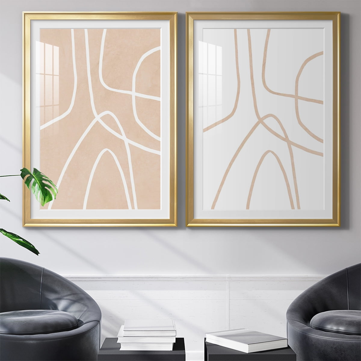 Wexford Home Clean Contour I Premium Framed Print, 26.5" x 36.5" - Ready to Hang, Gold (Set of 2)