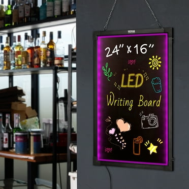 BENTISM LED Message Writing Board 24"x16" Illuminated Erasable Lighted Chalkboard