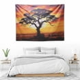 thumbnail image 3 of ONETECH  Nature Tapestry for Bedroom Aesthetic, Safari African Majestic Tree of Life Animal at Gold Sunrise Landscape Tapestry Wall Hanging Small for Home Dorm Wall Decor Covering Party Backdrop, 3 of 7