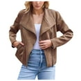 thumbnail image 1 of Veste de Moto Mode pour Femmes Grande Taille en Cuir Suédé pour Automne Hiver Tenue Décontractée, 1 of 4