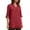Red, variant on Womens Blouse Solid Split Neck Linen Button Up Rollable Cuff Loose Curved Hem Casual Top Wrinkle Resistant Lightweight Basic Shirt