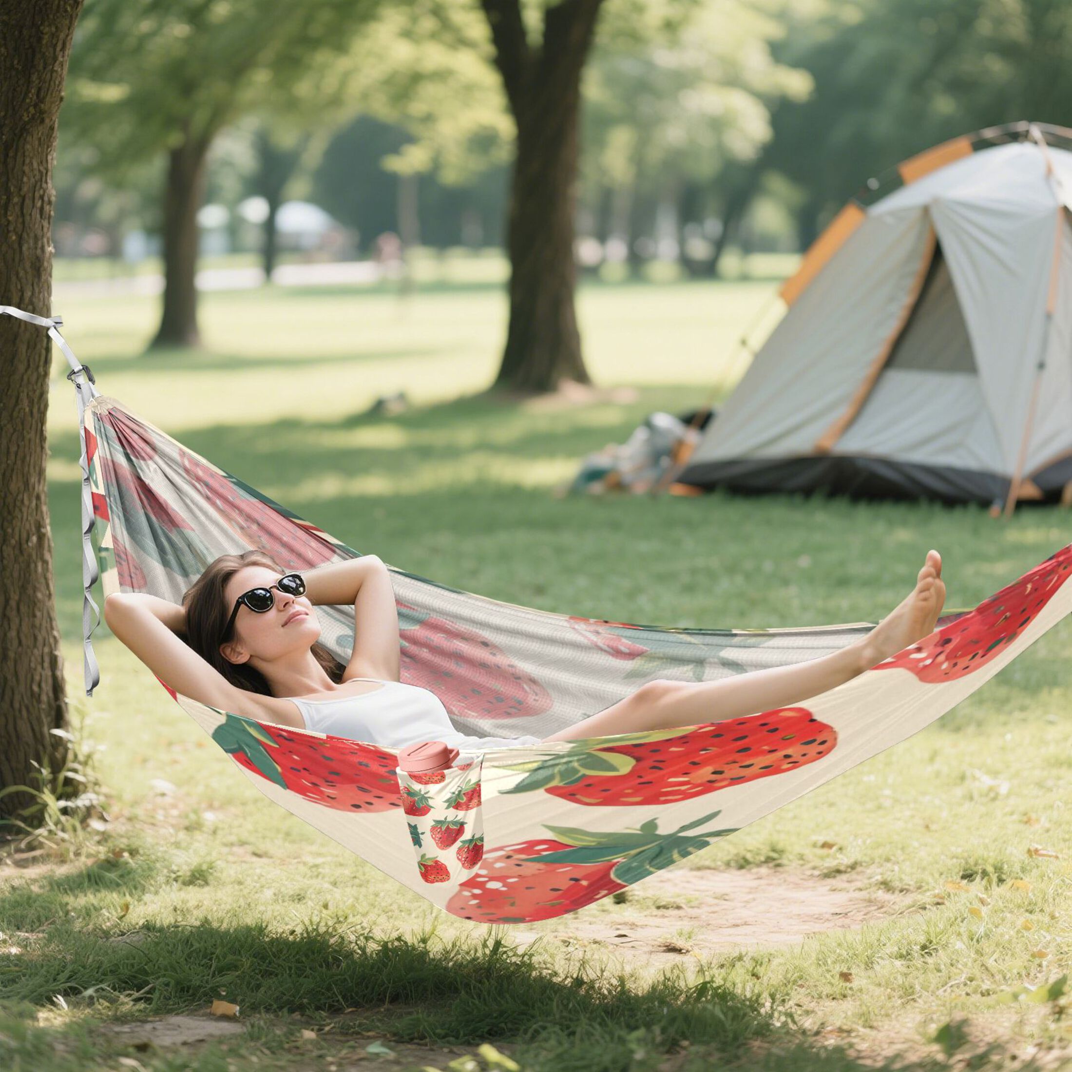 Hammock Camping Hammock Nylon Portable Hammock Travel Camping Hammock Red Strawberry