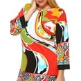thumbnail image 4 of Women's Plus Size Abstract Wave Bell Sleeve Dress, 4 of 4
