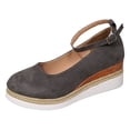 thumbnail image 4 of Rokment Women's Platform Wedge Dress Shoes Beach Vacation Stylish Casual Suede Ankle Strap Espadrilles Chunky Heeled Closed Toe Dressy Sandals Grey Size 7, 4 of 4