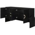 thumbnail image 6 of Storage Cabinet with Doors&Adjustable Shelf, Solid Wood Modern Accent Cabinet, Buffet Sideboards Cabinet for Hallway, Entryway, Dining Living Room, 6 of 7