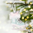 thumbnail image 5 of AuroraX Bohemian Christmas Decoration Green Wooden Cute Hanging Keepsake Ornaments Neutral pretty Decorative Bow Plush Inline Skates for Party,Xmas Gifts,Christma Tree Decor, 5 of 6