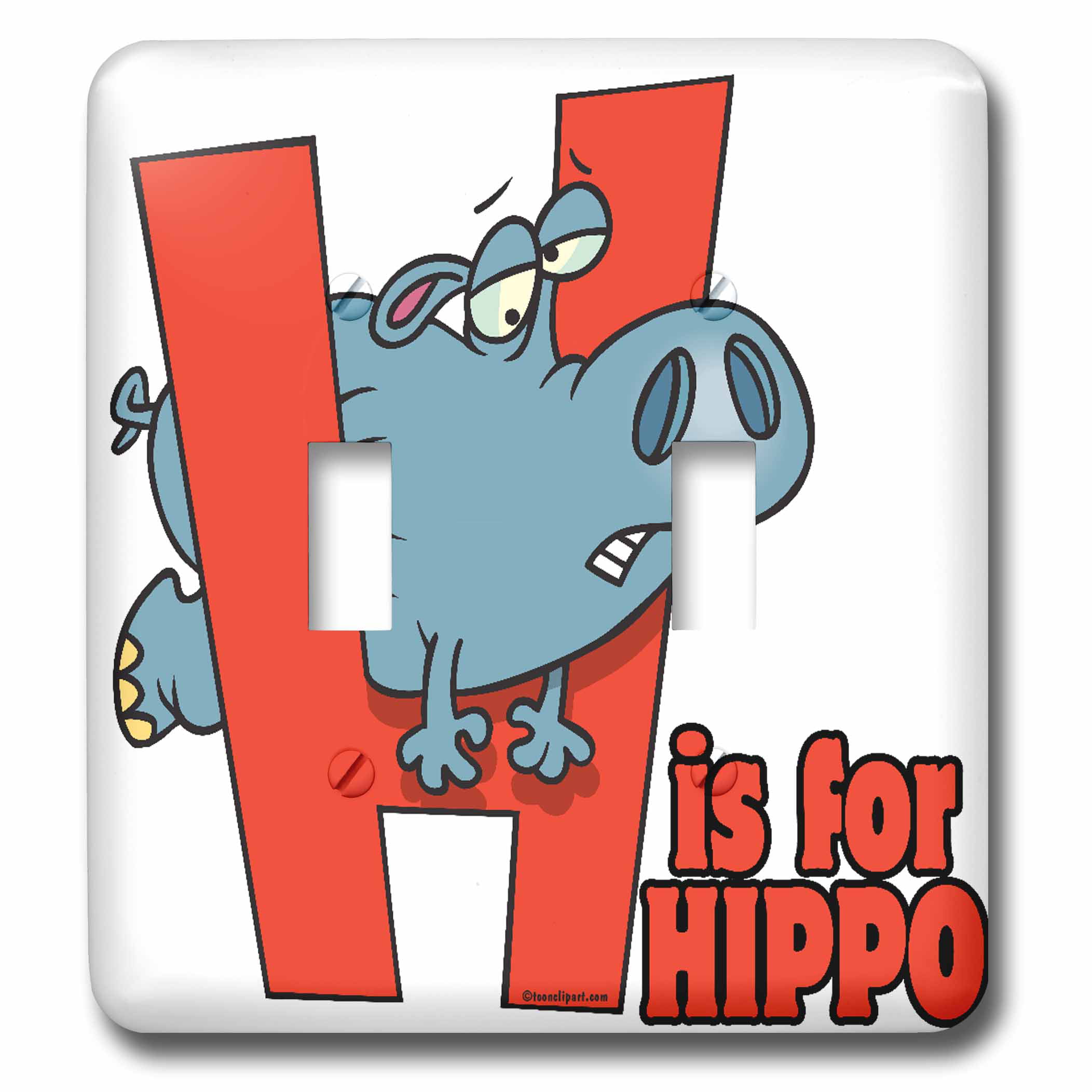 Multicolor 3dRose lsp_104182_6H Is for Hippo Funny Alphabet Cartoon 2 Plug Outlet Cover 
