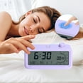 thumbnail image 3 of REGALWOVEN Small Digital Alarm Clock for Bedroom, Alarm Clocks with Big Numbers Display, Dimmable, Temperature, Snooze, 12/24H for Deep Sleepers Purple, 3 of 6