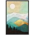 thumbnail image 3 of PixonSign Framed Canvas Print Wall Art Mountain Peaks and White Sun Nature Wilderness Illustrations Modern Art Decorative Elements Scenic Colorful Boho Decor for Living Room, Bedroom - 24"x36" Black, 3 of 5