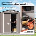 thumbnail image 4 of 7' x 4' Metal Storage Shed - Galvanized Steel Outdoor Tool House w/ Foundation Kit & Double Doors - Light Brown Patio Storage, 4 of 7