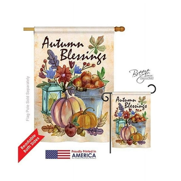 Breeze Decor 13006 Harvest & Autumn Autumn Blessings 2-Sided Vertical Impression House Flag - 28 x 40 in.