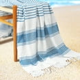 thumbnail image 4 of REGALWOVEN Oversized Striped Beach Towels, Comfort and Quick Dry Towel for Travel, Swim, Camp Light Blue 40' x 72', 4 of 8