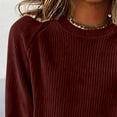 thumbnail image 4 of Womens Casual Corduroy Sweatshirts Solid Color Long Sleeve Crewneck Pullover Casual Loose Spring Fall Tops Outfits, 4 of 6