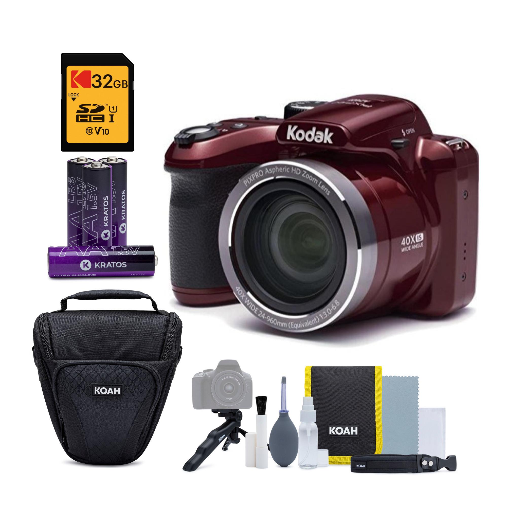Kodak Pixpro AZ401 Astro Zoom Digital Camera (Red) with 32 GB Memory Card Bundle