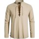thumbnail image 1 of pstuiky camisas de manga larga para hombre, Camisa de estilo hippie para hombre, de manga corta, estilo playero, informal, con cuello alto y solapa de manga larga. Tops casuales para hombres m, 1 of 6