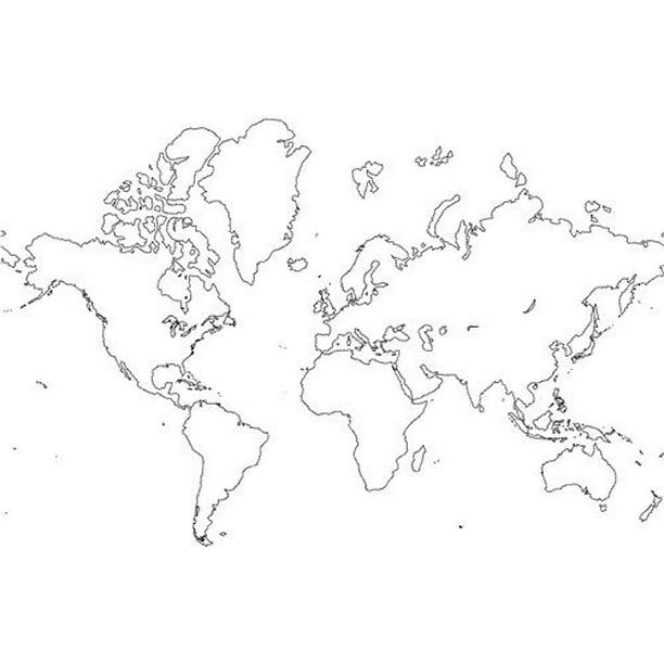 Peel N Stick Poster Of Blank World Map Glossy Poster Globe Earth City States Country Poster 24x16 Adhesive Sticker Poster Print Walmart Com