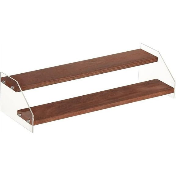 2 Tier Wood Display Stand Clear Acrylic Display Shelf Riser Tiered Wooden Cupcake Stand