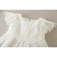 thumbnail image 3 of Baby Girls Baptism Dress Christening Gown with Bonnet Embroidery  Crochet Lace Design White Lace Dress 6M, 3 of 4