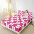 thumbnail image 4 of Homewish Christmas Candy Cane Bed Sheets,Merry Xmas King Sheets,Pink White Grid Sheet Set For Kids,Luxury Bedroom Decor,4pcs, 4 of 7