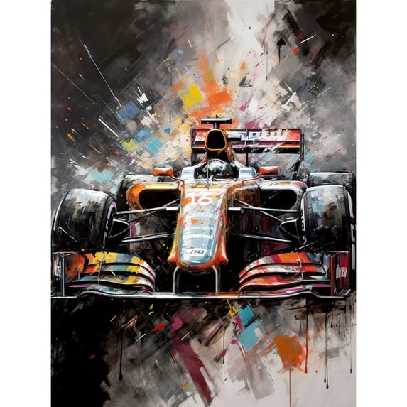 Race Car Grand Prix Multicoloured Modern Large Wall Art Poster Print Thick Paper 18X24 Inch