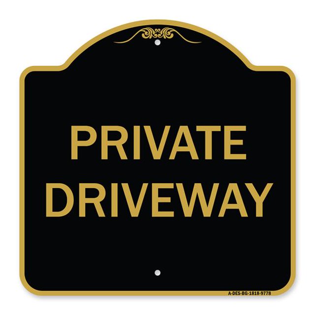 SignMission A-DES-BG-1818-9778 18 x 18 Po Signe de la Série Designer - Allée Privée&44; Noir & Or
