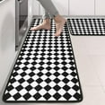 thumbnail image 2 of Kitchen Rugs Sets Of 2,Black White Diamond Checkered Pattern Anti Fatigue Kitchen Mat Rugs Non Slip Washable,Decorative Kitchen Floor Mats for Kitchen,Sink,Laundry,17"x47"+17"x47", 2 of 5