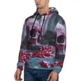 thumbnail image 3 of Naloa Gothic Red Skull Cemetery Men's Casual Hooded Collar Drawstring Hoodies Pullover Sweatshirts Casual Long Sleeve Shirts-4X-Large, 3 of 7