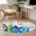 thumbnail image 4 of Rustic Beach Round Area Rug 3Ft Washable Small Circle Rugs for Kitchen Entryway, Tropical Surfboard Palm Tree Wooden Grain Non-Slip Carpet Floor Mats Indoor Outdoor Carpet Runner Aesthetic Home Decor, 4 of 8