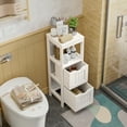 thumbnail image 3 of Costway Bathroom Floor Cabinet Storage Cabinet Side Organizer Rack w/ 2 Drawers White, 3 of 10