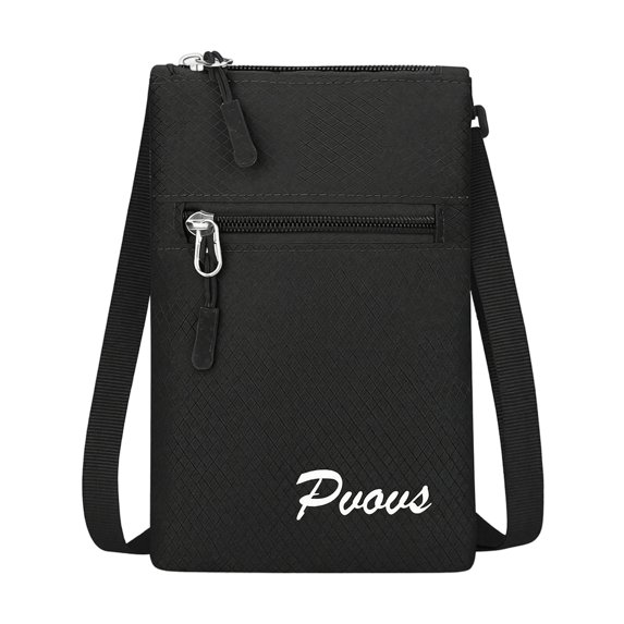 Clossjun Men Women Crossbody Bag Lightweight Fabric Phone Purse with 2 Zipper Mini Handbag Adjustable Belt Casual Packs For Work Out Back To School Black