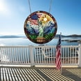 thumbnail image 2 of OutmaxHome Patriotic Acrylic Stained Glass Window Hanging Decor 4th of July American Flag Suncatcher Ornaments Red White and Blue Window Panel Art Crafts Decorations for Home Door Wall Decor, 2 of 6