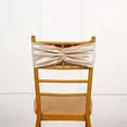 thumbnail image 2 of Efavormart 5 Pack Champagne Velvet Ruffle Stretch Chair Sashes, Decorative Velvet Chair Bands, 2 of 5