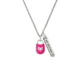 thumbnail image 2 of Delight Jewelry Hot Pink Enamel Lock with Clear Crystals Silvertone Always My Mother Bar Charm Necklace, 23", 2 of 4