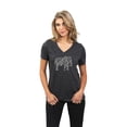 thumbnail image 2 of Thread Tank Floral Elephant Women's Relaxed V-Neck T-Shirt Tee Charcoal X-Large, 2 of 4