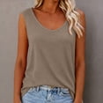 thumbnail image 5 of ClodeEU Women's Waffle Knit Crewneck Sleeveless Tank Top ,Solid Color Casual Cami Khaki,Women's Plus XL, 5 of 7