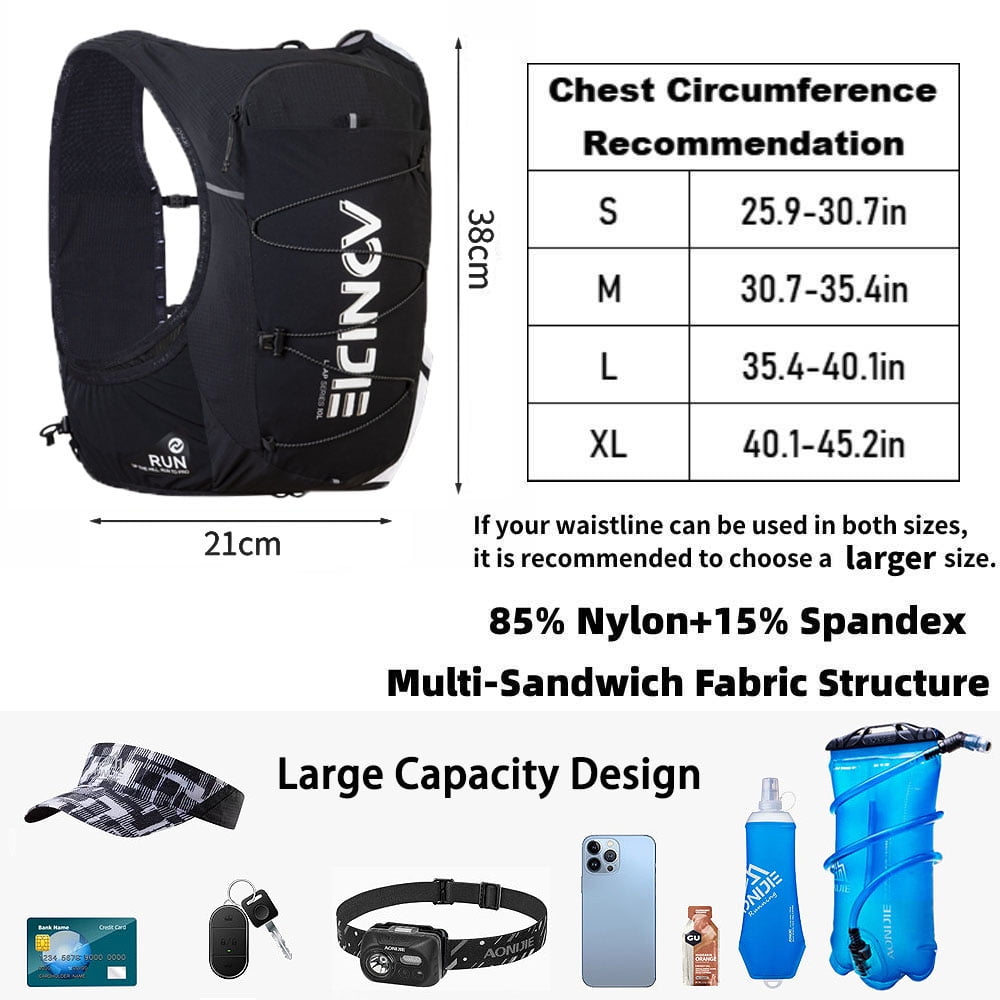 AONIJIE Running Hydration Vest Lightweight & Large Capacity Running Vest for Women Men,L
