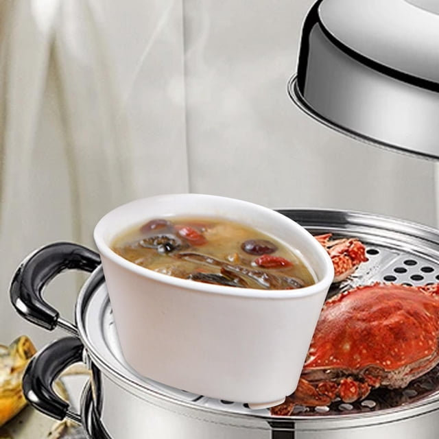 Olla de sopa de cerámica para servir sopa, olla para estofado reutilizable resistente al calor, taza para natillas para hornear postre, huevos pasados sin tapa