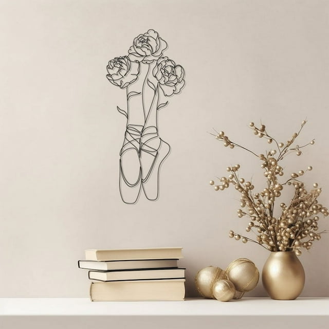 LaModaHome Handcrafted Ballet Core, Metal Wall Art, Elegant Pointe Shoes Design, Unique Dance Inspired,Modern Home Decor,Perfect Gift for Ballet LoversHome Decoration Gift -9.8"x21.7"/25x55.cm