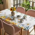 thumbnail image 3 of Eucalyptus Leaves Table Cloths for 6 Foot Rectangle Tables, Daisy Flower Spring Watercolor Country Floral Bee Patio Waterproof Elastic Fitted Tablecloths, Washable Rectangular Table Cover for Camping, 3 of 8
