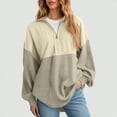 thumbnail image 2 of Towmus Womens Fall Sweatshirt Casual Waffle Knit Half Zip Pullover Loose Long Sleeve Tops, 2 of 4
