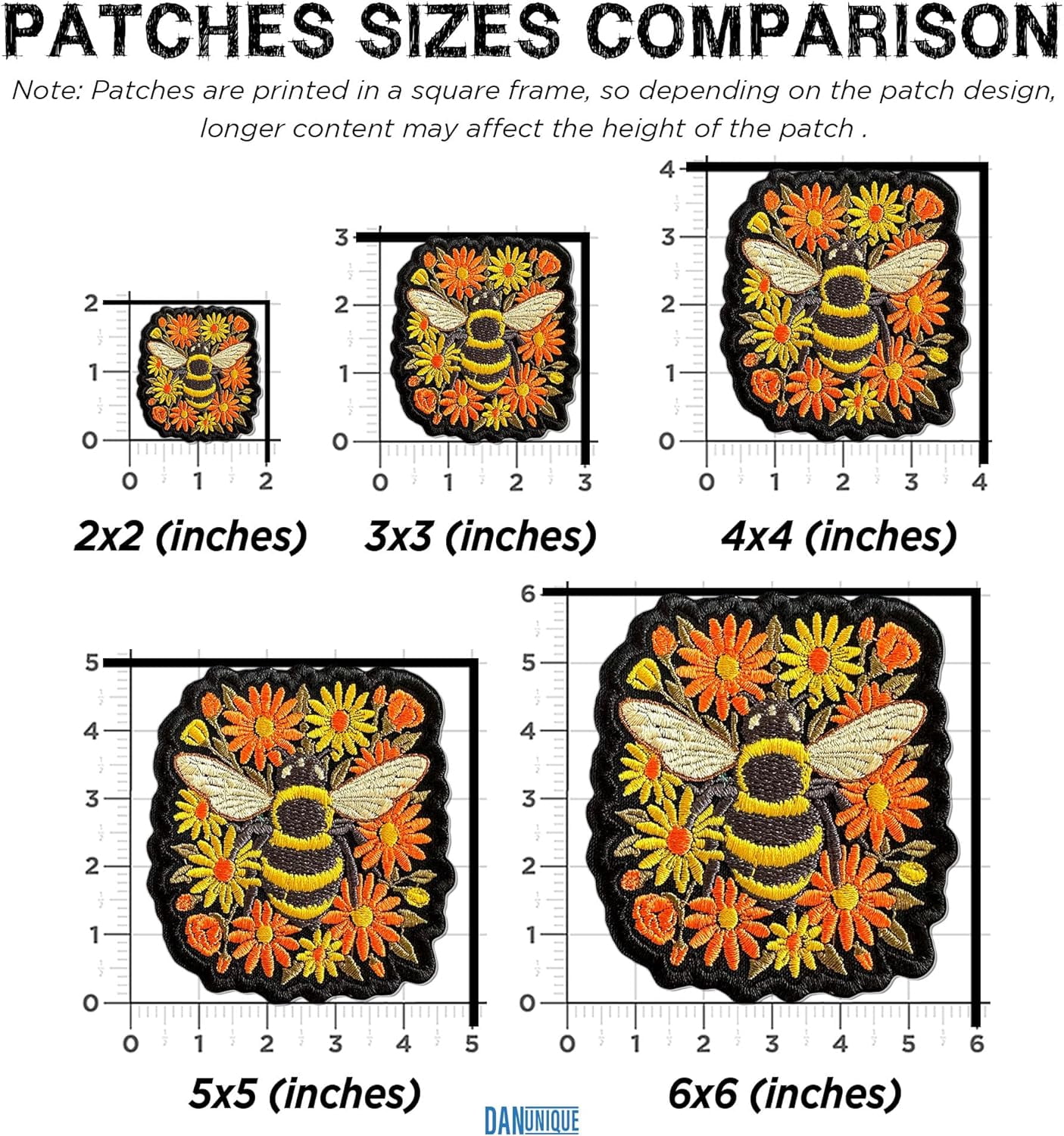 Bumble Bee Floral Patch 3" Nature Wildflower Bee Embroidered Patches Animals Insect Lover Embroidery Patch for Caps, Bags, Backpacks, Hat, Jackets, Uniform DIY PVC Gifts for Her Him 3 Inches