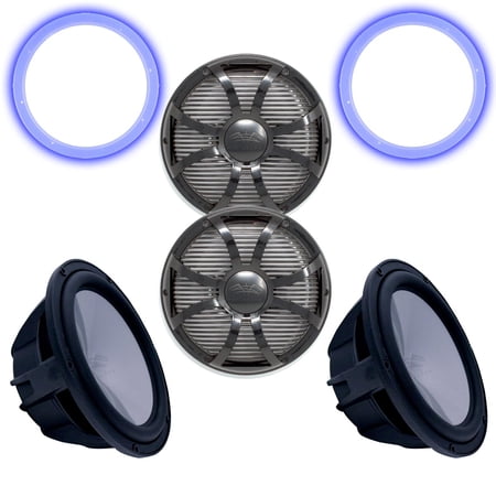 Two Wet Sounds Revo 12  Subwoofers  Grills  & RGB LED Rings - Black Subwoofers & Black Closed Face SW Grills - 4 Ohm price history on PriceWatchPro