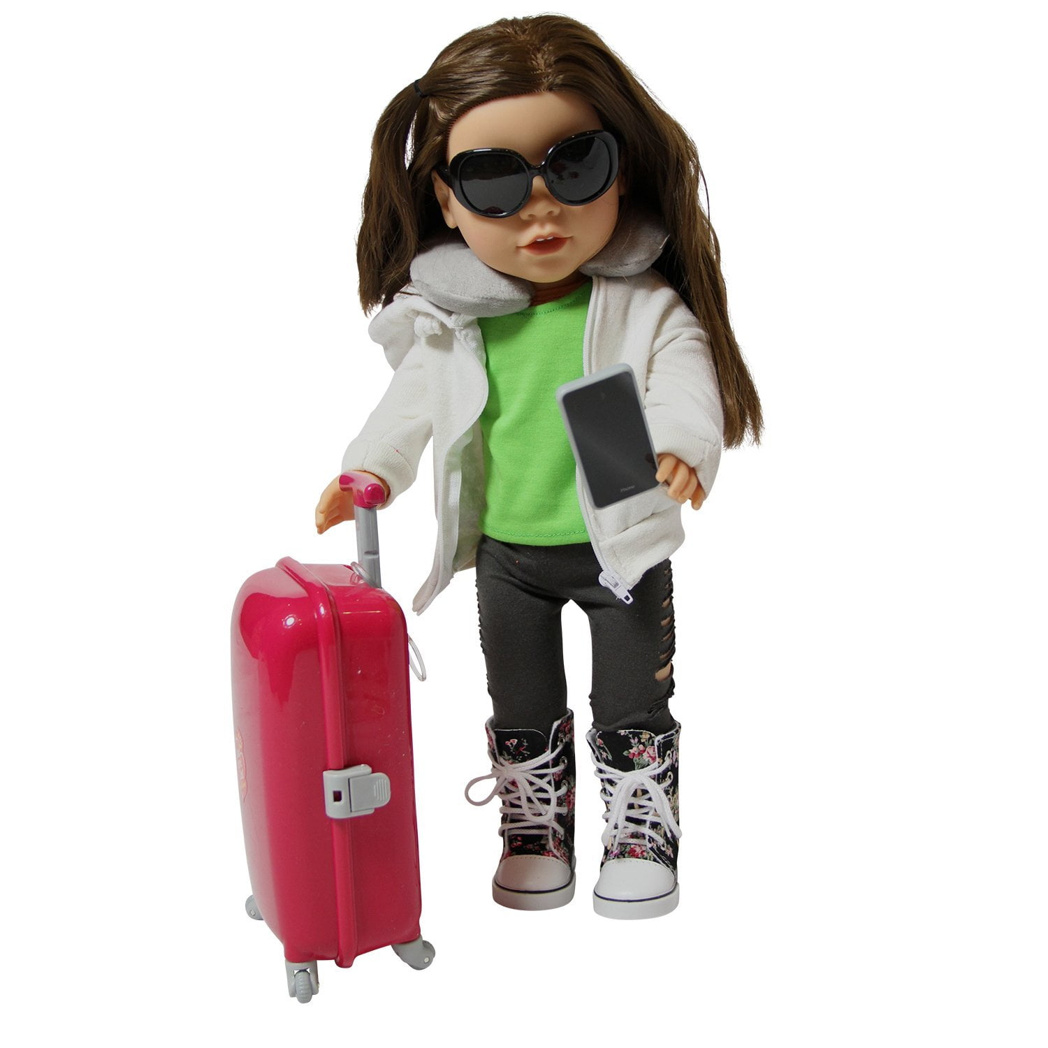 Including Suitcase Camera Phone Spofew 18 PCS Doll Suitcase for 18 Inch Doll Choice Ipad,ect Doll Suitcase Luggage Travel Play Set for Girl 18 Inch Doll Travel Carrier Storage