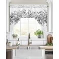 thumbnail image 2 of Black Grey Eucalyptus Leaves Kitchen Curtains Swag Valance for Windows/Bathroom/Cafe, Spring Summer Botanical Floral Rod Pocket Drape Panel Swag Curtains Valance for Bedroom/Living Room 56"x36", 2 of 6